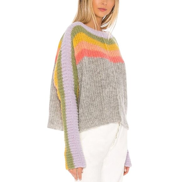 Free People See The Rainbow Alpaca Boxy Oversized Sweater Size S - Picture 7 of 10